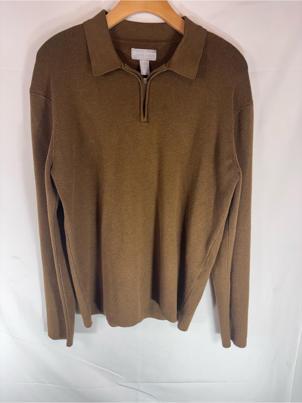 Hickey Freeman Brown Zip Polo Sweater - Men